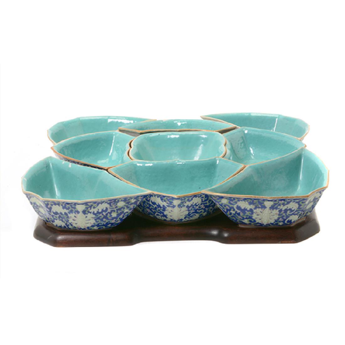 A Famille Rose Nine-Piece Sweetmeat Set, Late 19th (1 of 7)