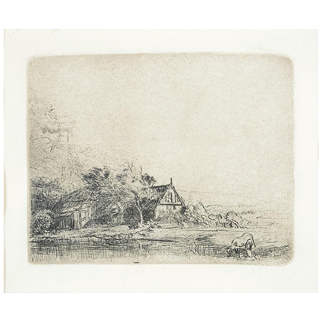 After Rembrandt "Landscape with a Cow" etching (1 of 5)