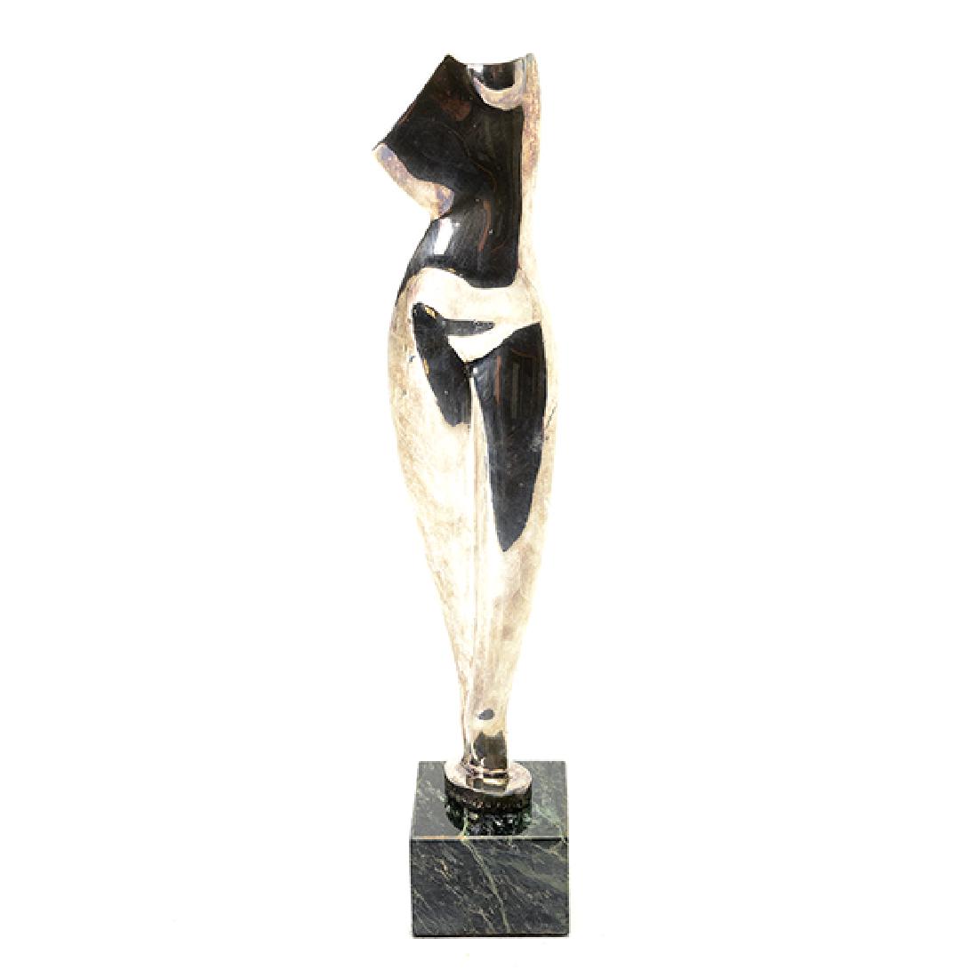 Alexander Archipenko "Flat Torso" bronze: ALEXANDER ARCHIPENKO (Russian Federation / American 1887-1964) "Flat Torso" Silvered bronze (posthumous casting) 16 3/8 x 3 x 3 inches (including base). Signed and dated on base. Purchased at Philips,