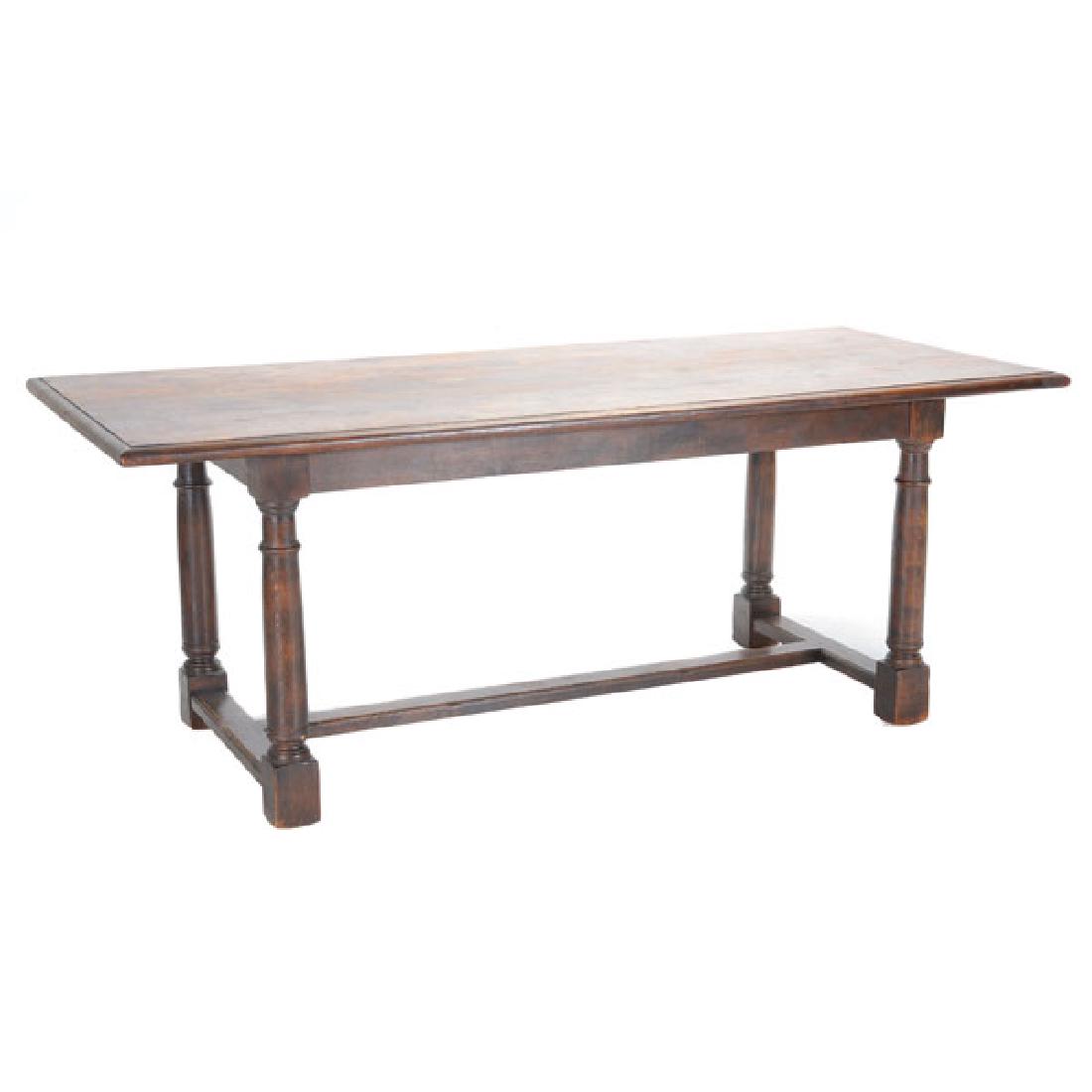 Italian Renaissance Revival Oak Trestle Table with (1 of 5)
