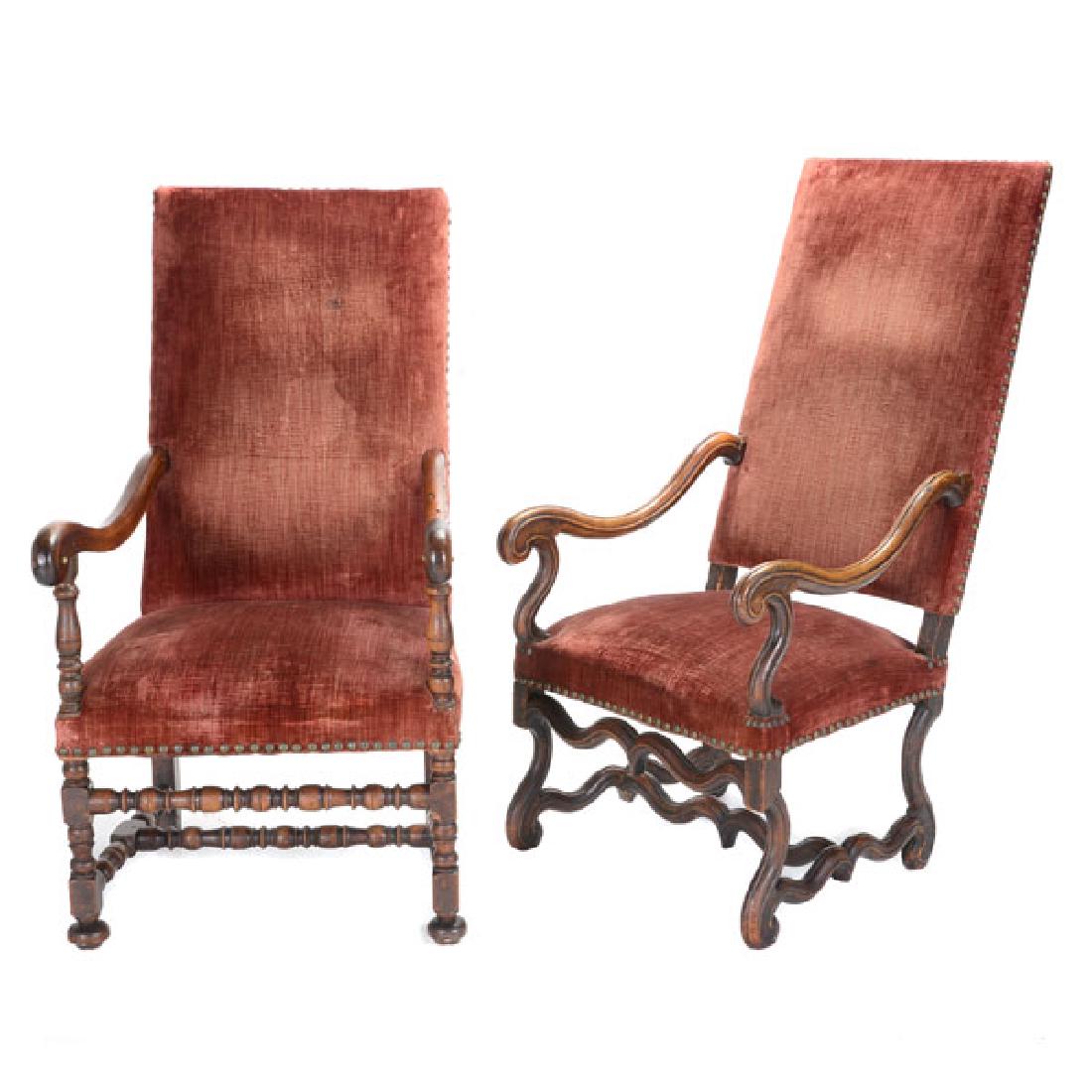 Pair of Baroque Armchairs with Red Velvet Upholstery (1 of 5)