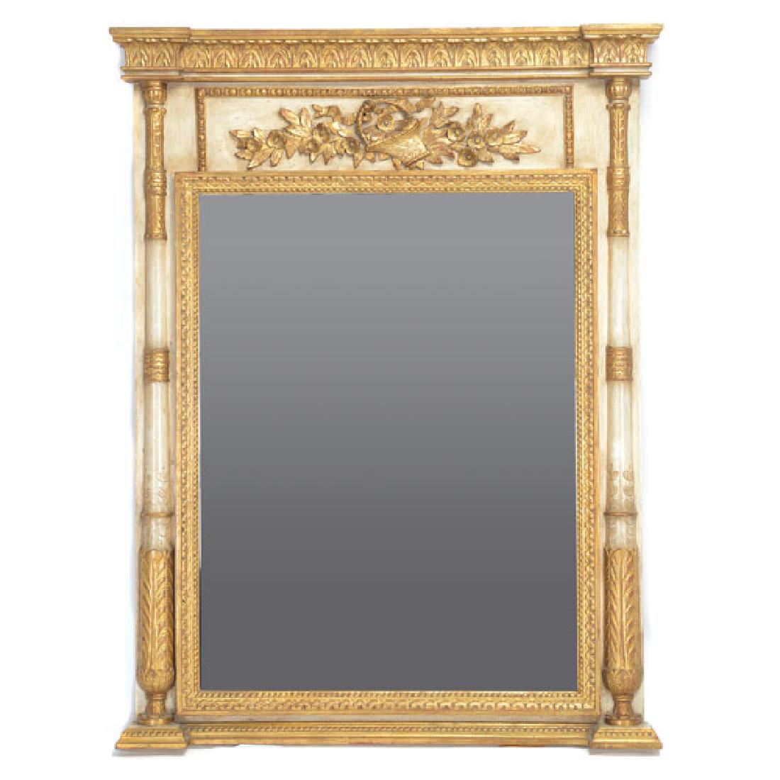 Italian White and Gilt Painted Beveled Pier Mirror (1 of 4)