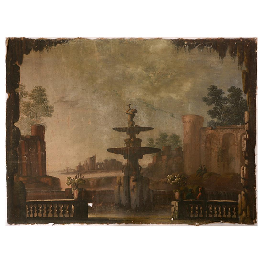 Italian Rococo Revival Painted Canvas Panel with (1 of 9)