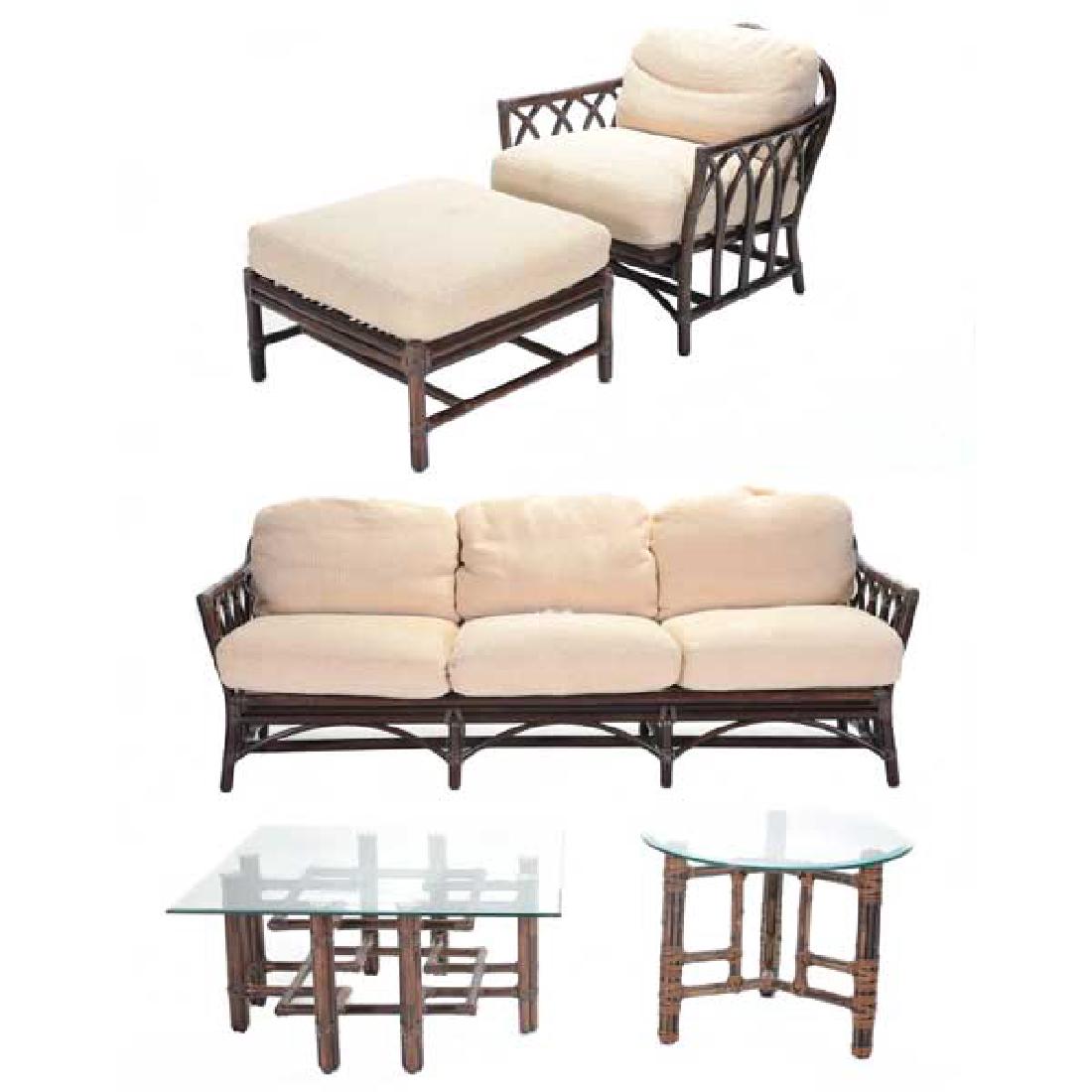 Assembled Suite of McGuire Rattan Living Room Furniture (1 of 7)