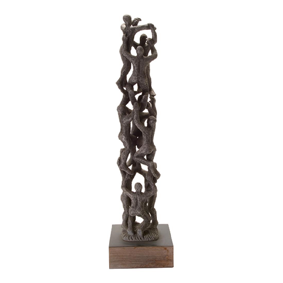 Modern Figural Cast Metal Sculpture, Signed F. (1 of 7)