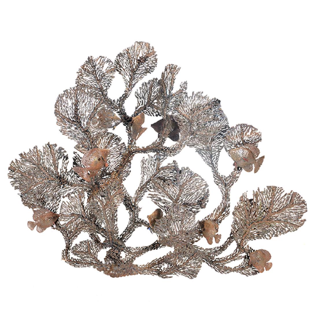 Curtis Jere Coral and Fish Metal Hanging Sculpture: Curtis Jere Coral and Fish Metal Hanging Sculpture {Dimensions 35 x 45 x 8 inches}