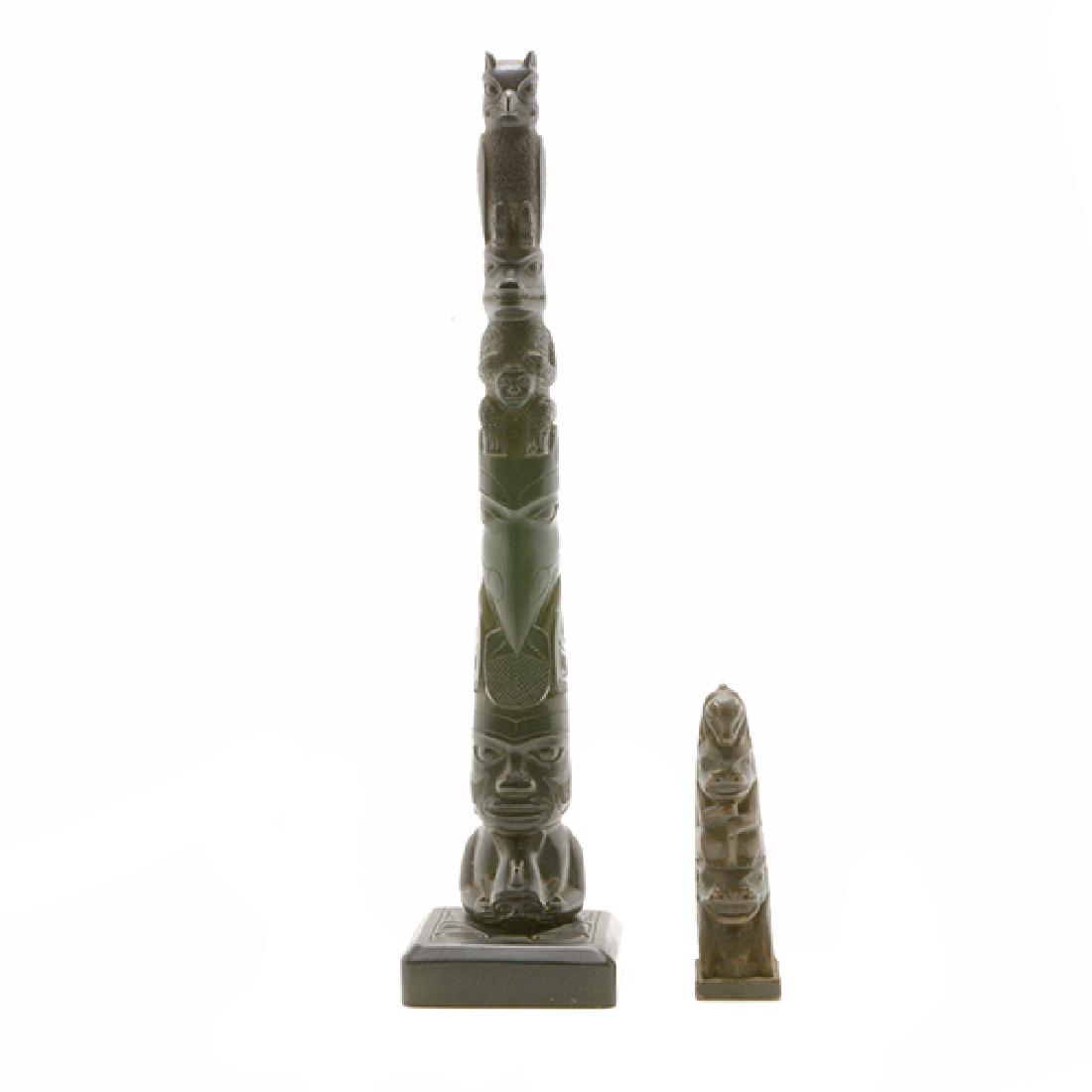 Haida Argilite Totem Pole, with Small Wood Totem Pole (1 of 7)