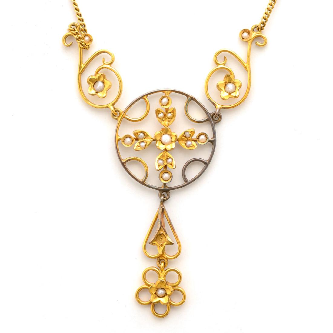 Seed Pearl, 14k Yellow Gold Necklace. (1 of 5)