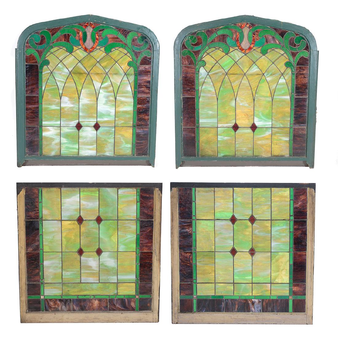 Pair of Massive Art Nouveau Stained Glass Windows (1 of 8)