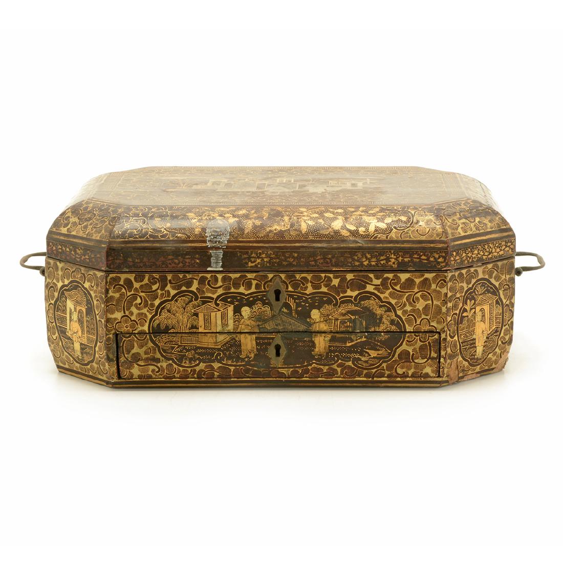 Chinese Export Black Lacquer Box (1 of 10)