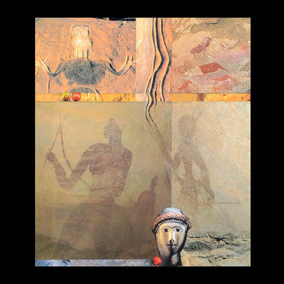 Patrick Archer "Genesis VI" collage on board: PATRICK ARCHER (American b. 1926) "Genesis VI" Collage on board. Sight: 12 7/8 x 11 inches, frame: 23 5/8 x 21 3/8 inches. Signed, titled and numbered on verso.