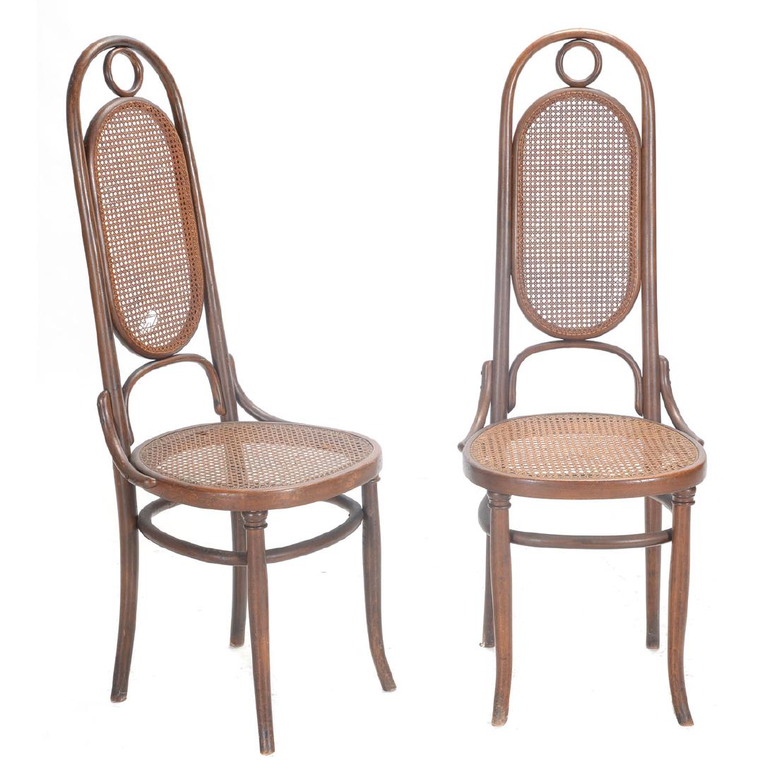 Pair of Fischel Viennese Highback Bentwood Caned Chairs (1 of 4)
