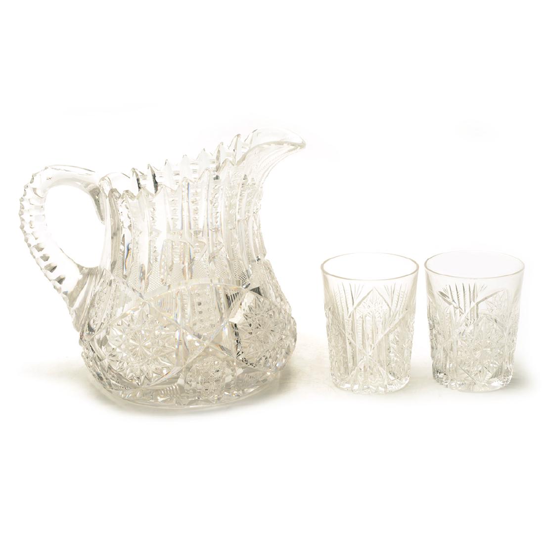 American Brilliant Cut Pitcher with Eleven Glasses (1 of 5)