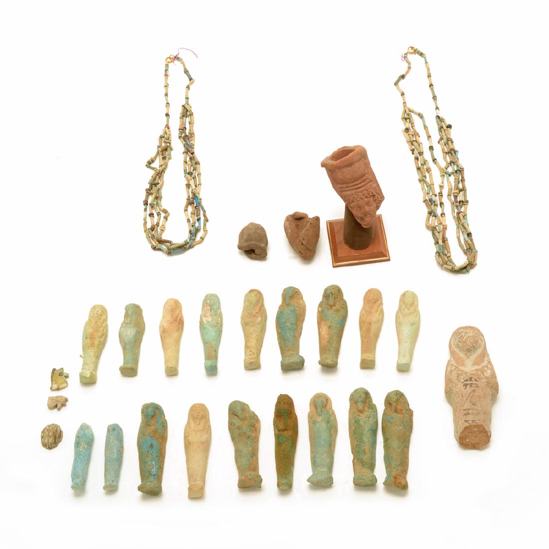 Collection of Faience Ushabtis and Two Necklaces (1 of 10)