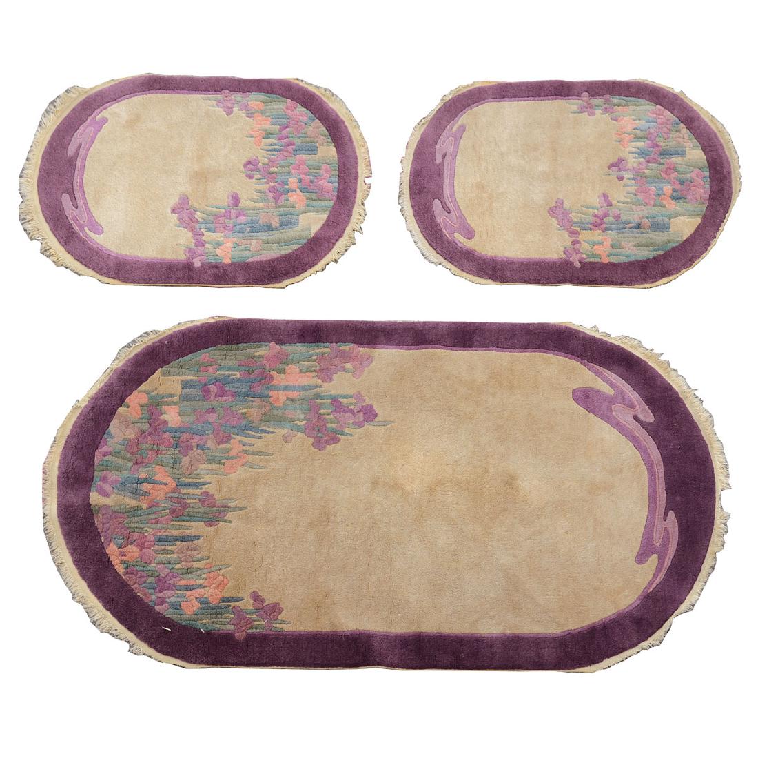 Set of Three Oval Chinese Rugs (1 of 5)
