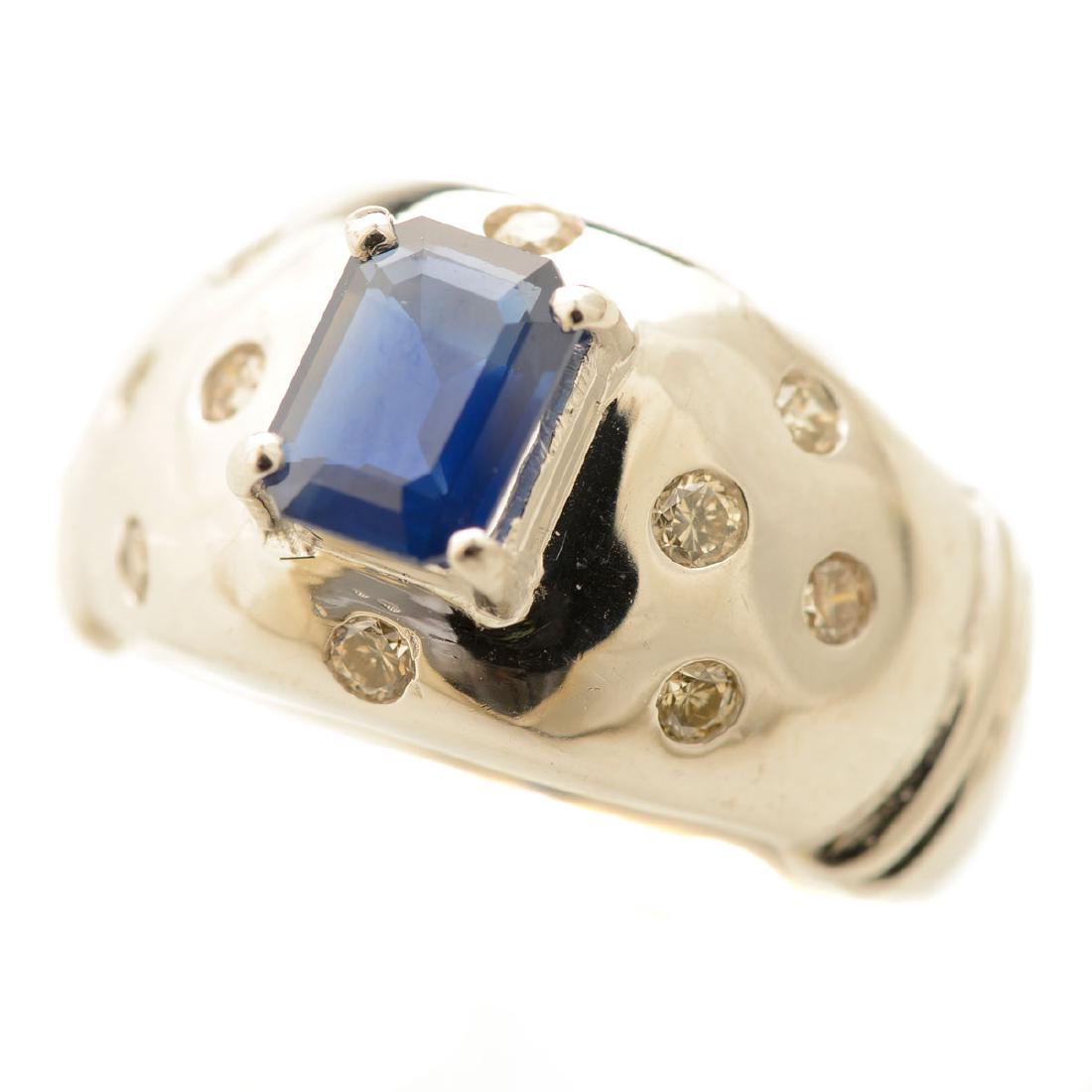 Sapphire, Diamond, 14k White Gold Ring. (1 of 4)
