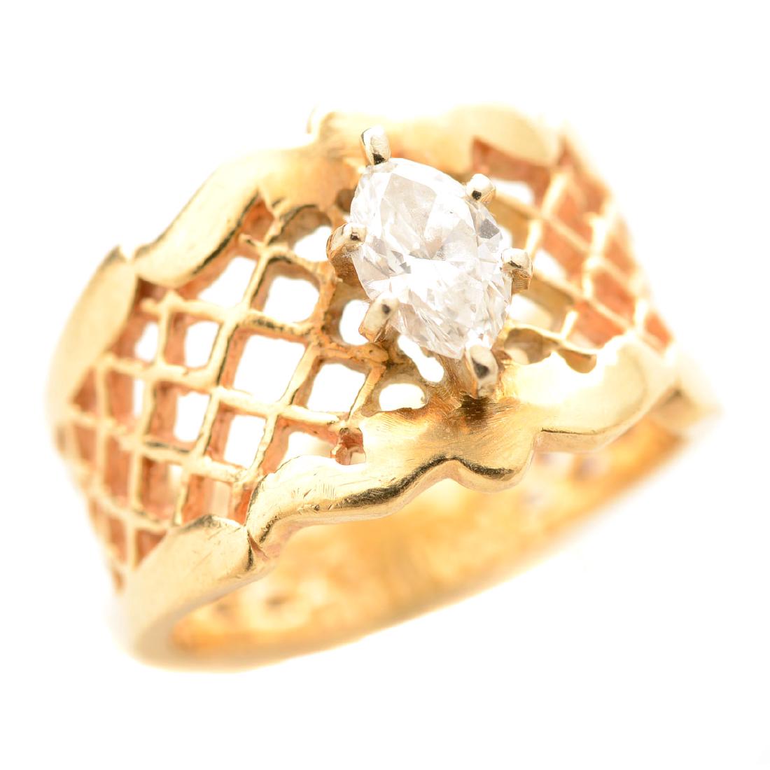 Diamond, 14k Yellow Gold Ring. (1 of 4)