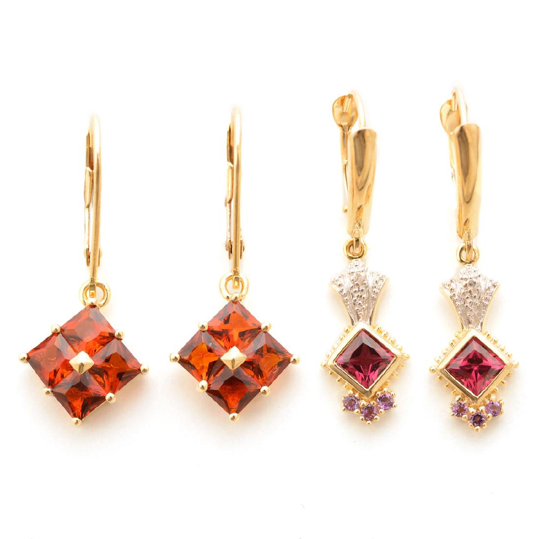 Collection of Two Pairs of Multi-Stone, Diamond, 14k (1 of 4)