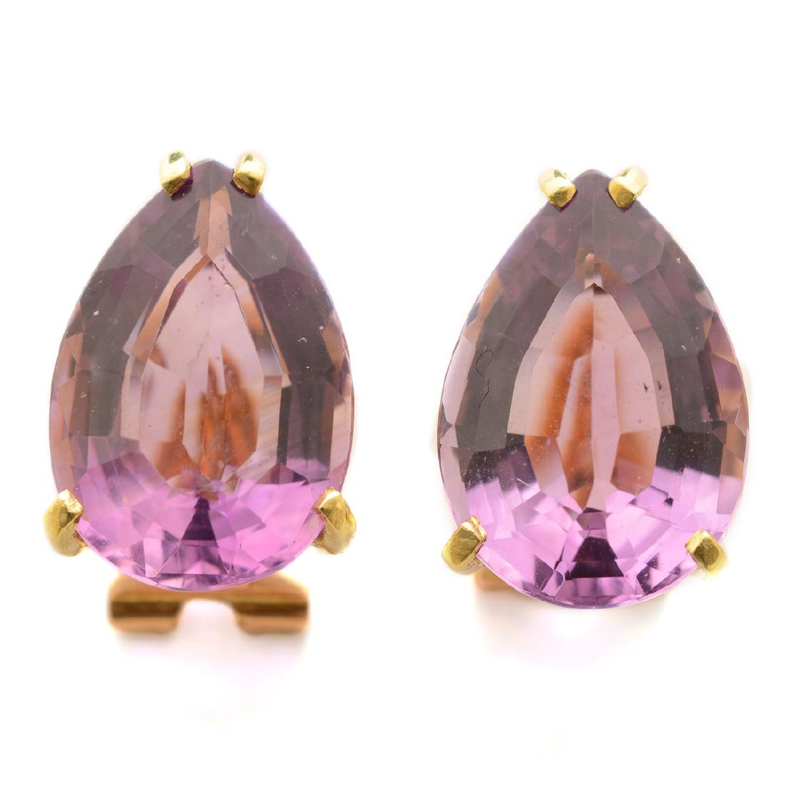 Pair of Amethyst, 18k Gold Earrings. (1 of 3)