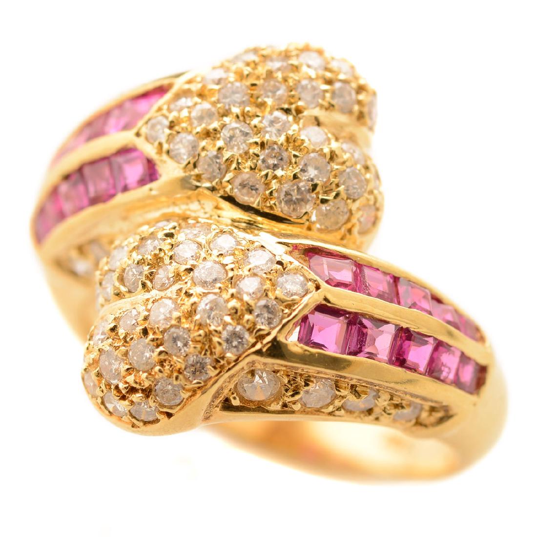 Diamond, Ruby, 14k Yellow Gold Ring. (1 of 4)