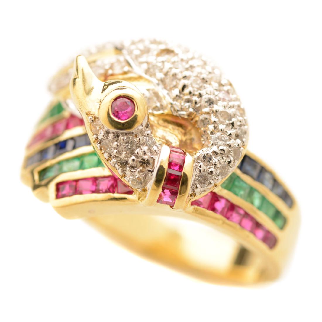 Multi-Stone, Diamond, 14k Yellow Gold Ring. (1 of 4)