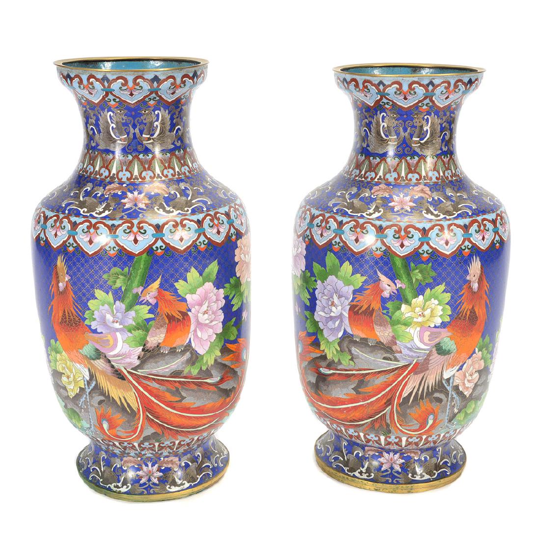 Pair of Large Cloisonne Vases, Late 20th Century (1 of 6)