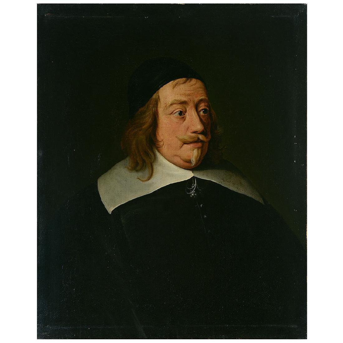 Dutch School "Elder Gentleman with Long Hair" oil on: DUTCH SCHOOL (17th century) "Elder Gentleman with Long Hair" Oil on canvas. 29 x 23 1/4 inches. Provenance: Christie's London Sale May 12, 1978. [CONDITION: In overall good condition. Canvas is reline