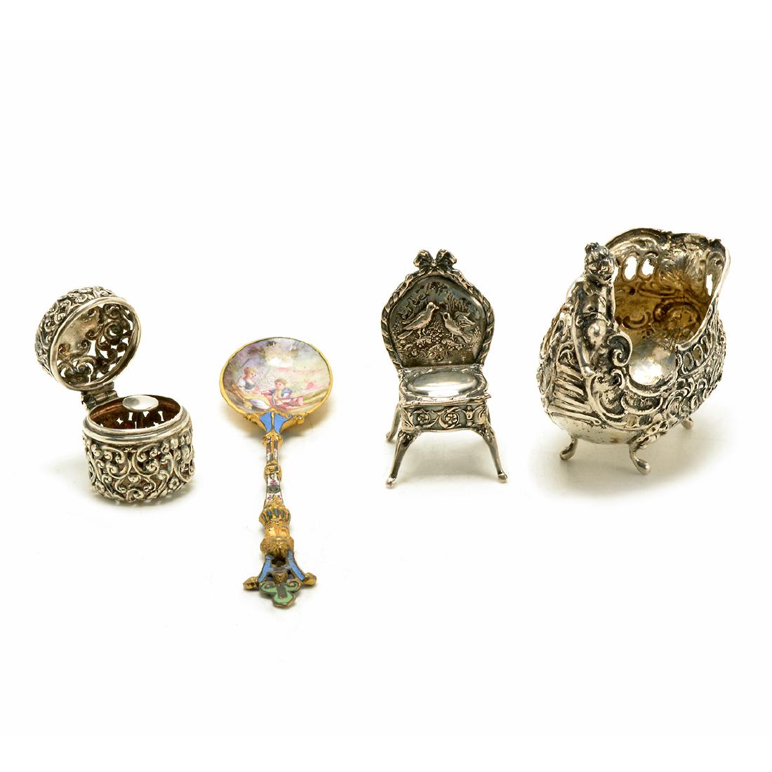 Three German Rococo Silver Miniatures with Enameled (1 of 10)