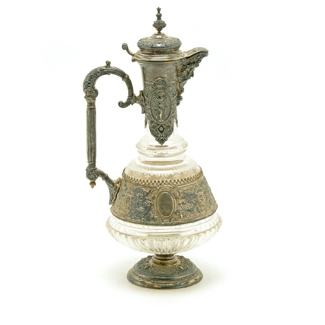 Viennese Silver Mounted Crystal Ewer (1 of 10)