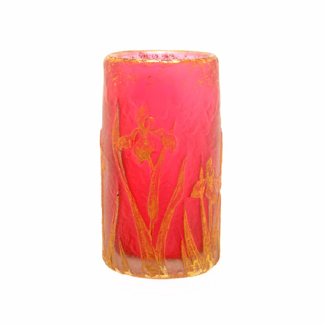 Daum Nancy Miniature Vase with Gilt Irises (1 of 6)