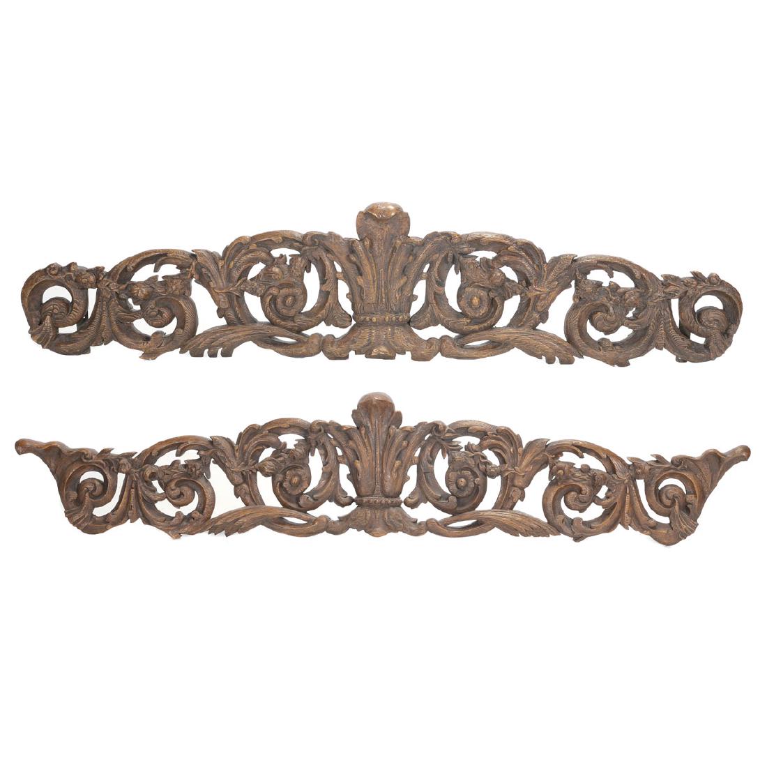 Pair of Large Baroque Carved Wood Decorations (1 of 7)