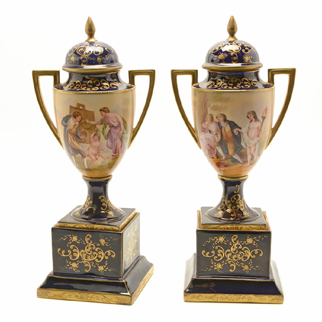 Pair of Royal Vienna Porcelain Urns (1 of 10)