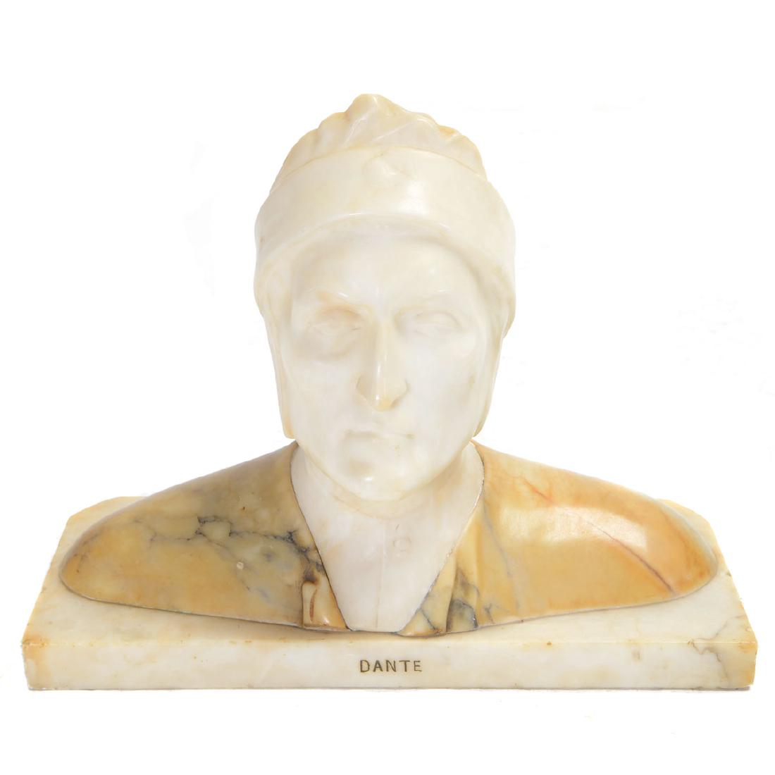 White Marble Bust of Dante: White Marble Bust of Dante {Dimensions 12 1/2 x 15 1/4 x 6 3/4 inches}