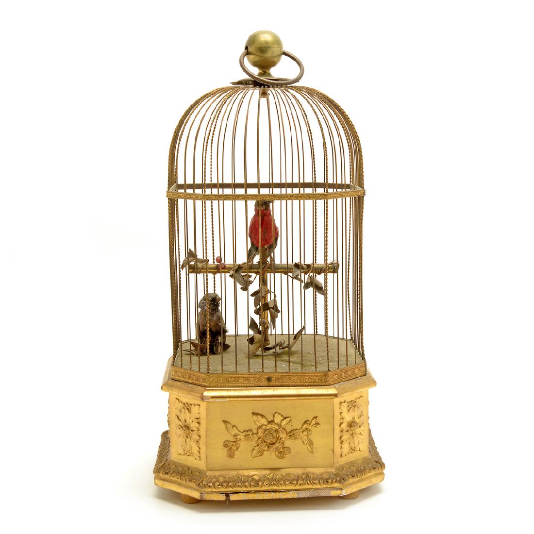 Swiss Automaton Singing Birds in Gilt Brass Cage (1 of 7)