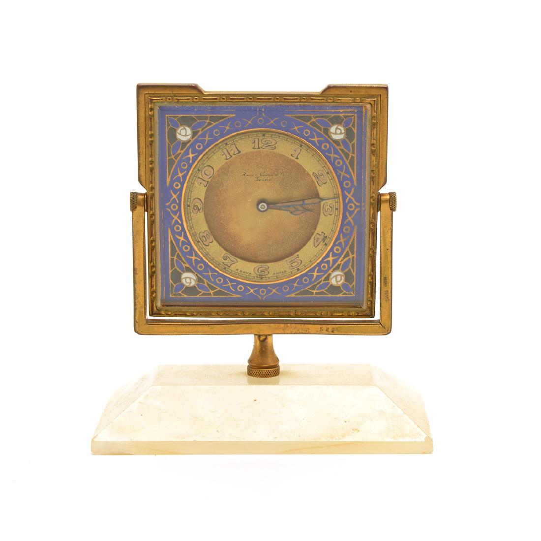 Mars Swiss Enamel Alarm Clock on Onyx Base (1 of 8)