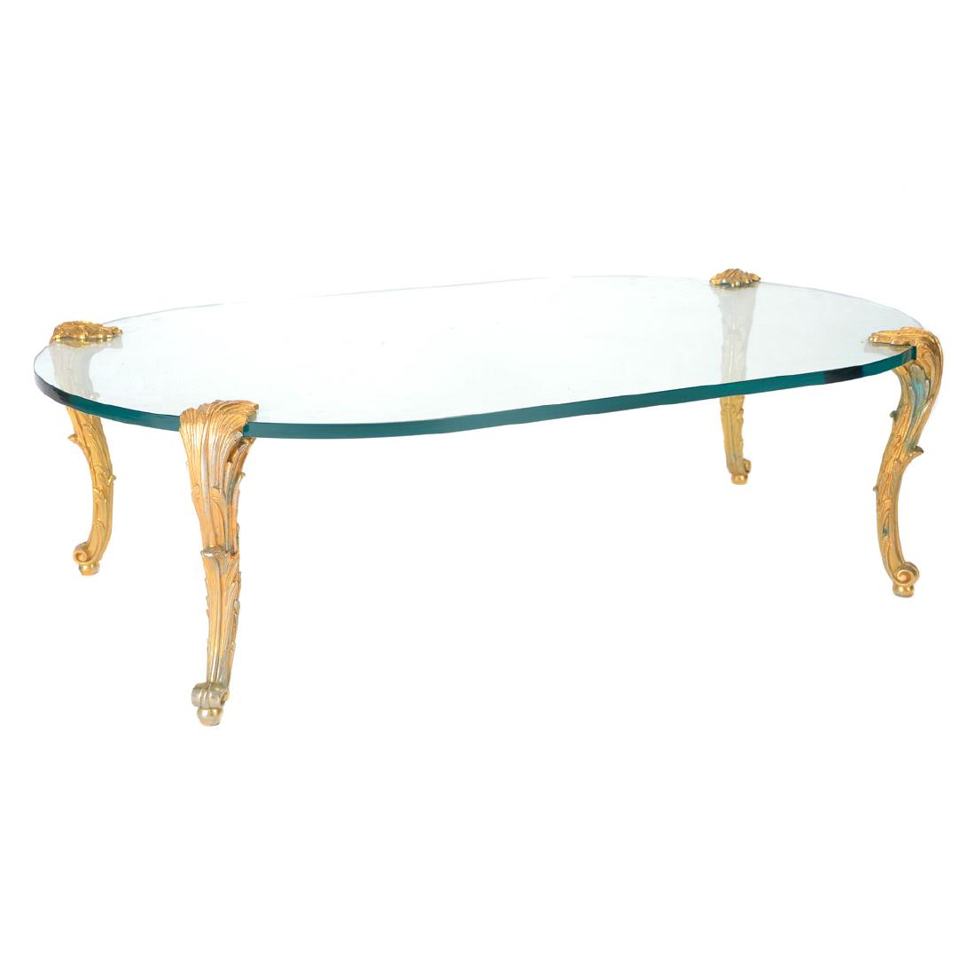P. E. Guerin Gilt Bronze and Glass Oval Low Table (1 of 4)