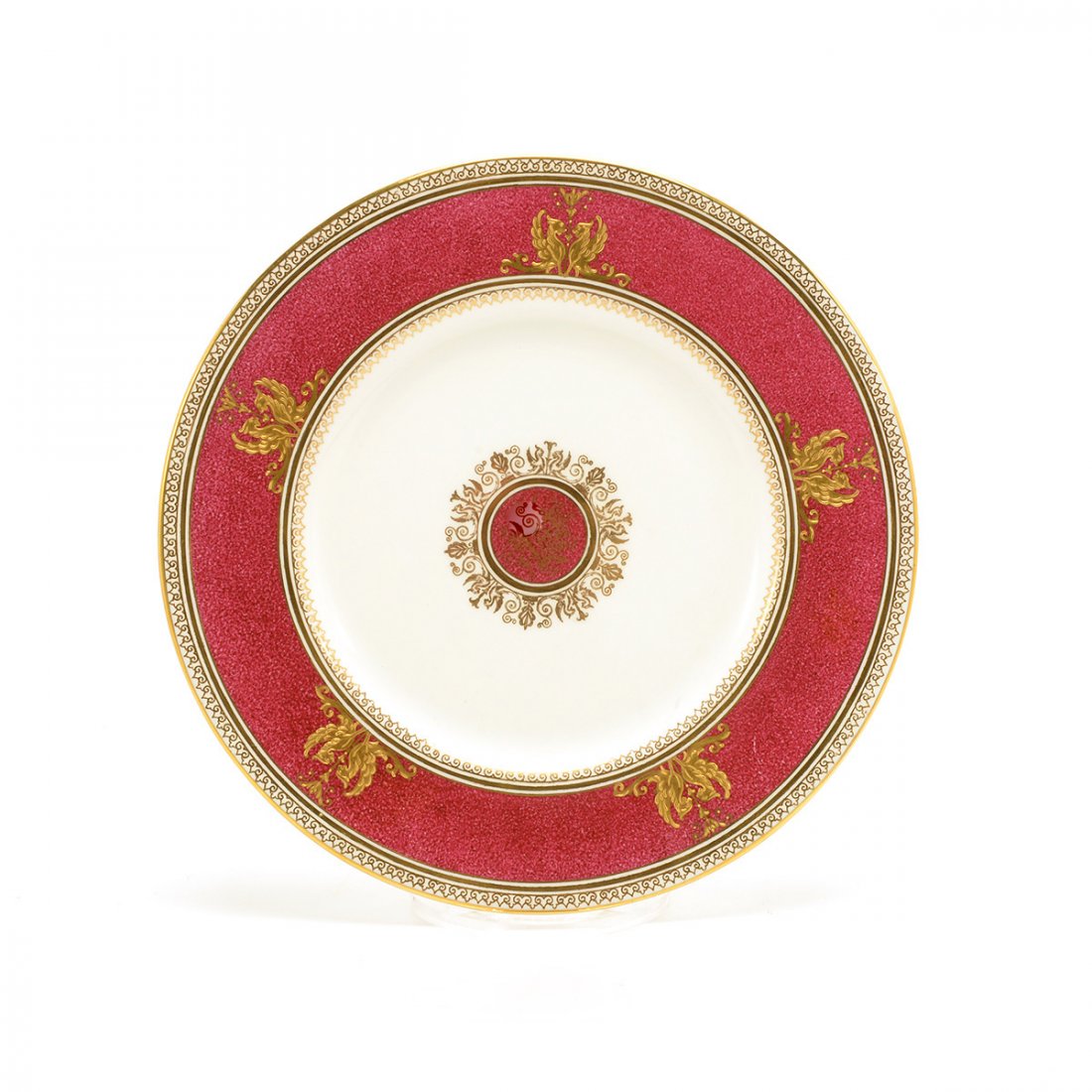 Set of Wedgwood Claret and Raised Gilt Decorated Plates (1 of 6)