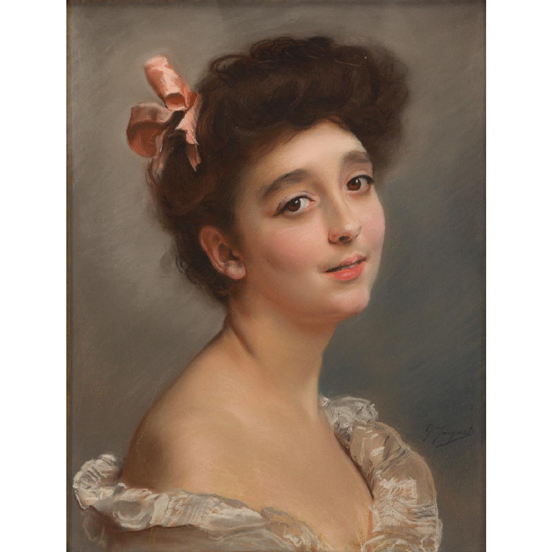 Gustave Jean Jacquet "Rosette" pastel on canvas (1 of 5)