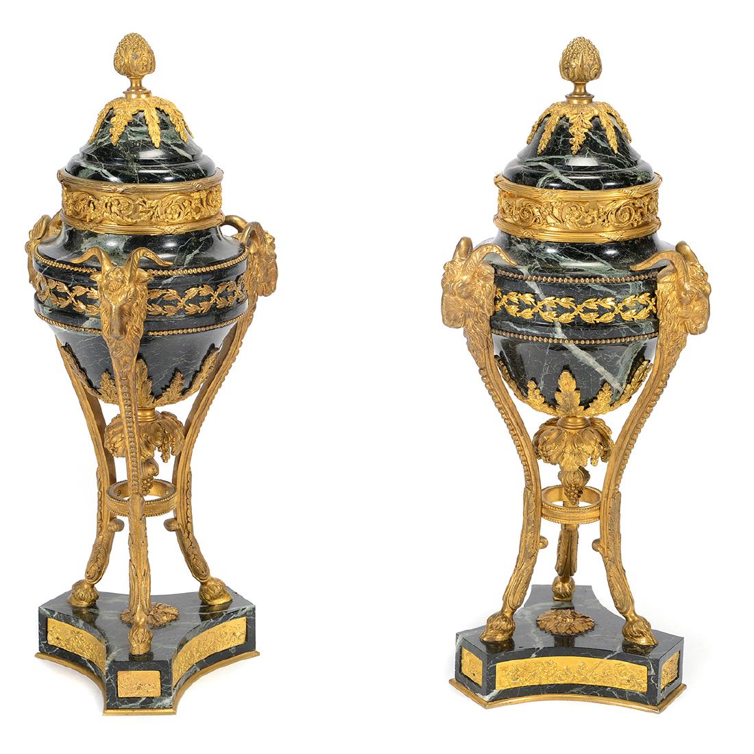 Pair of Louis XVI Style Gilt Bronze Mounted Urns (1 of 6)