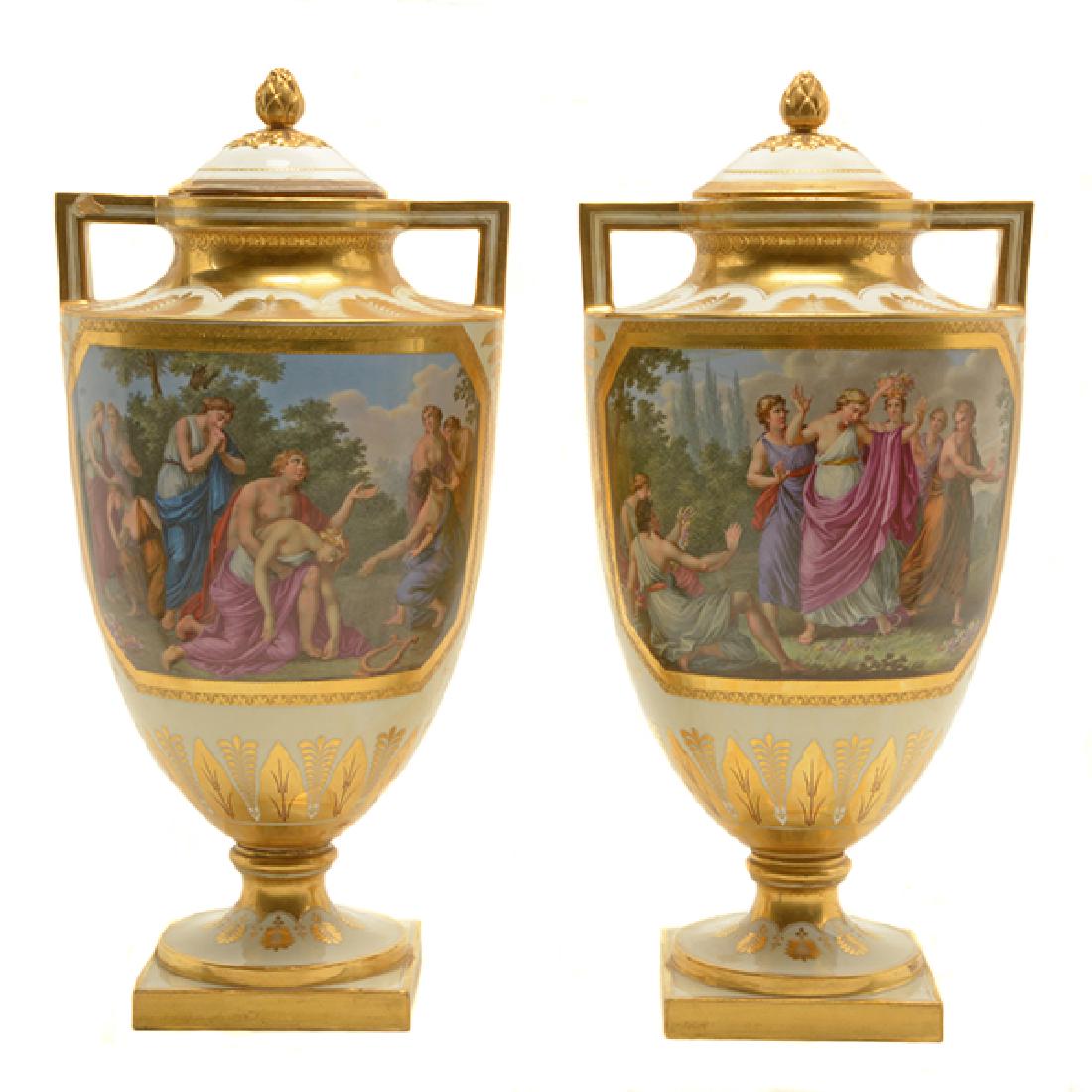Pair Royal Vienna Porcelain Urns (1 of 10)