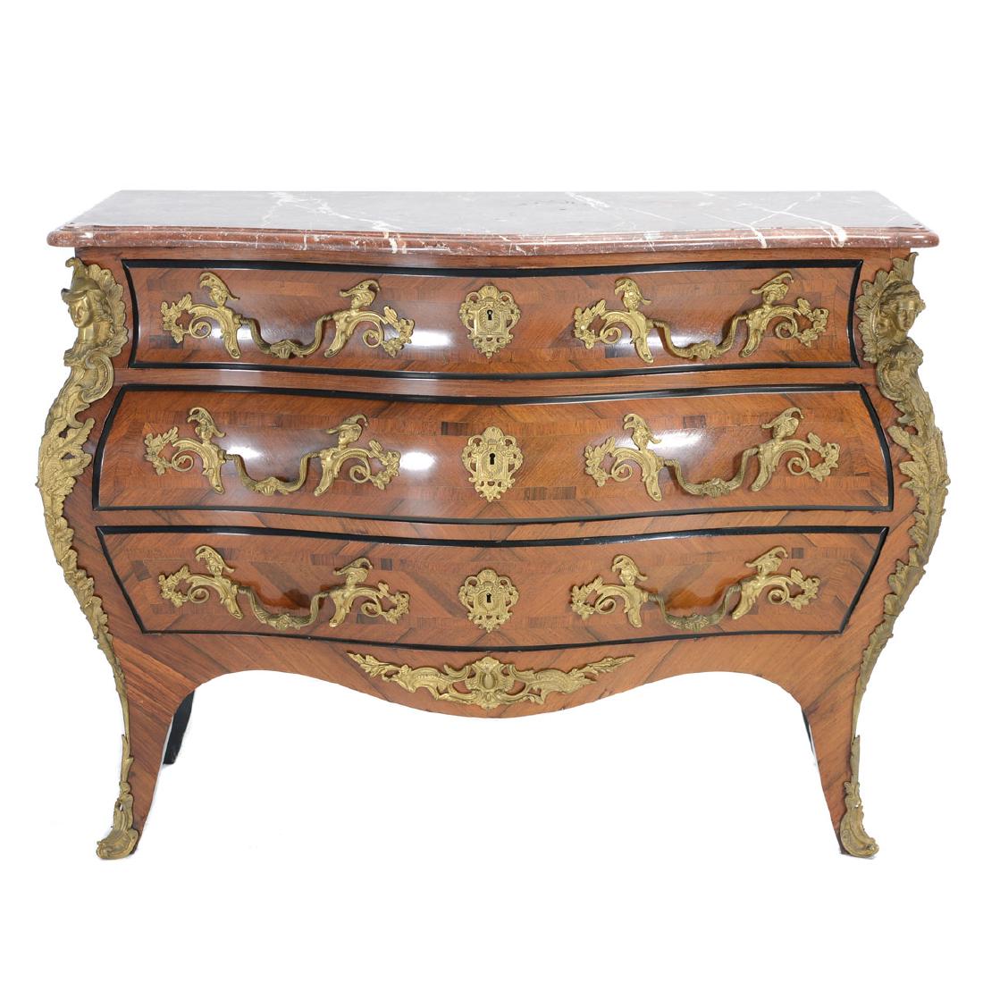 Louis XV Style Bombe Ormolu Mounted Commode (1 of 6)