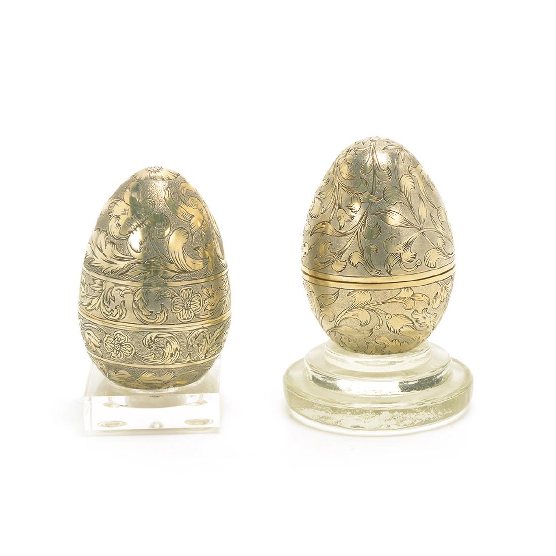 Two Russian 88 Silver Gilt Egg Form Boxes (1 of 6)
