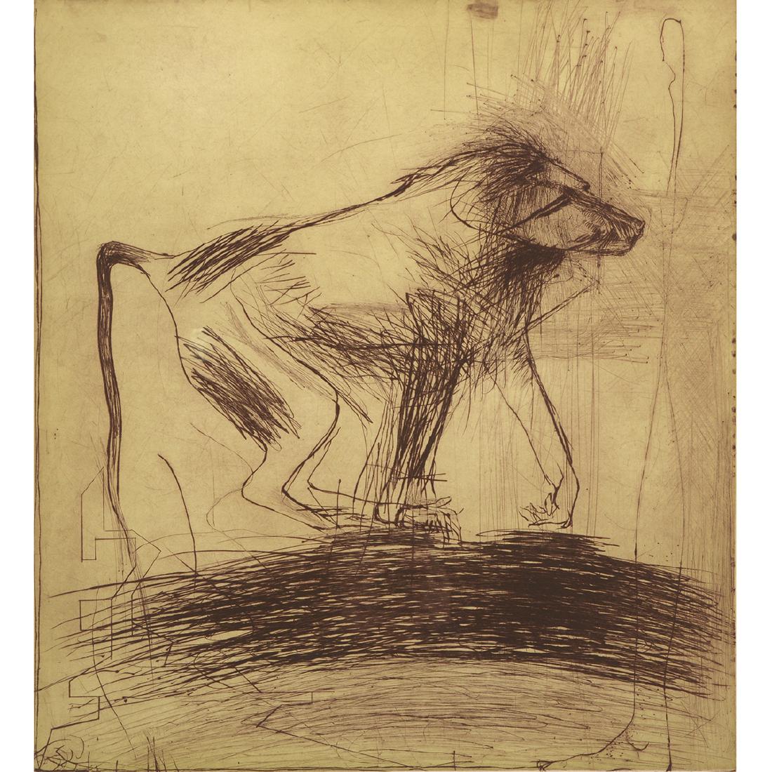 Nathan Oliveira "Monkey" drypoint etching with aquatint (1 of 6)