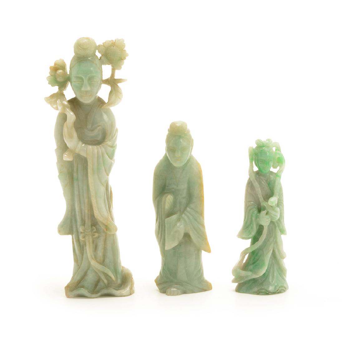 Three Green Jadeite Figural Carvings, 19th Century (1 of 7)