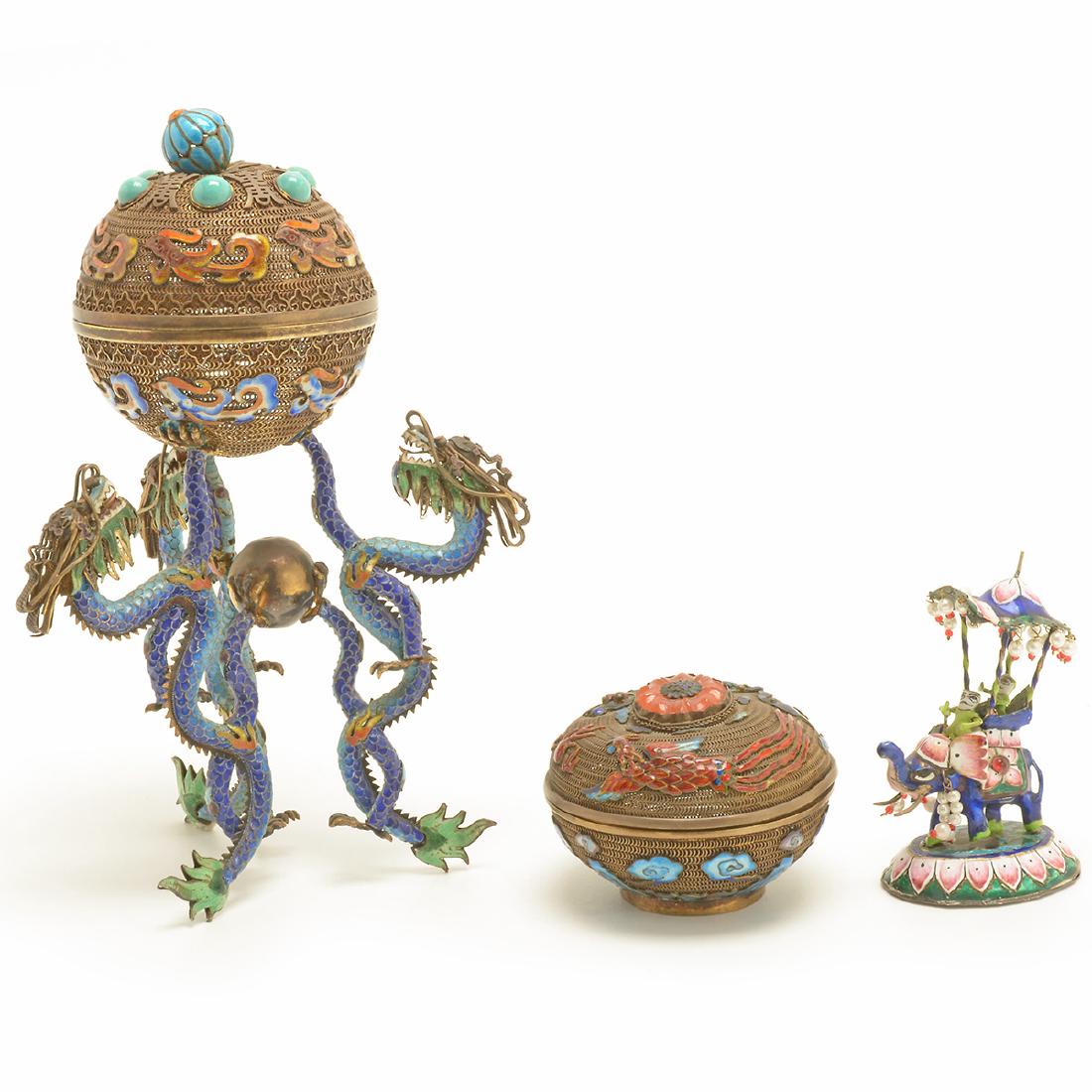 Three Enamel Silver Decorations, Republic Period (1 of 10)