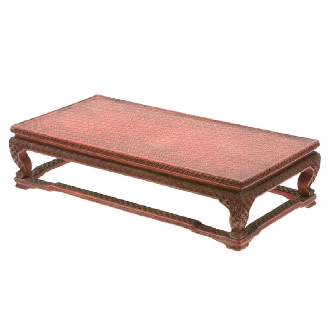 Cinnabar Lacquer Rectangular Stand, 19th Century (1 of 5)