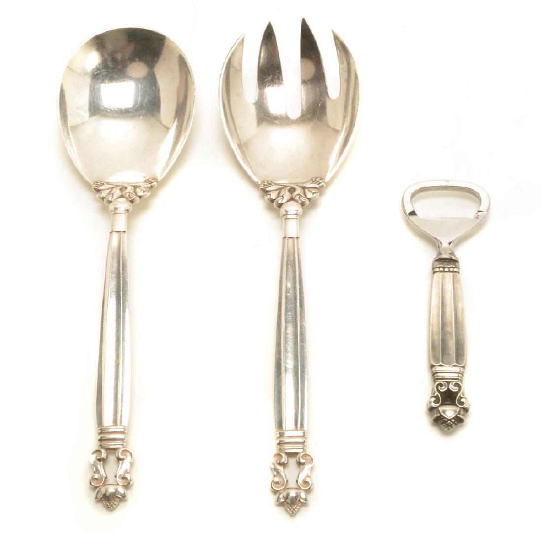 Georg Jensen Acorn Salad Servers and Bottle Opener (1 of 8)