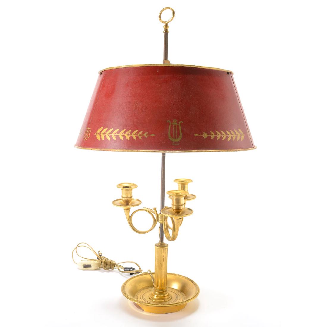 Louis XVI Style Gilt Bronze Three Light Bouillotte Lamp (1 of 6)