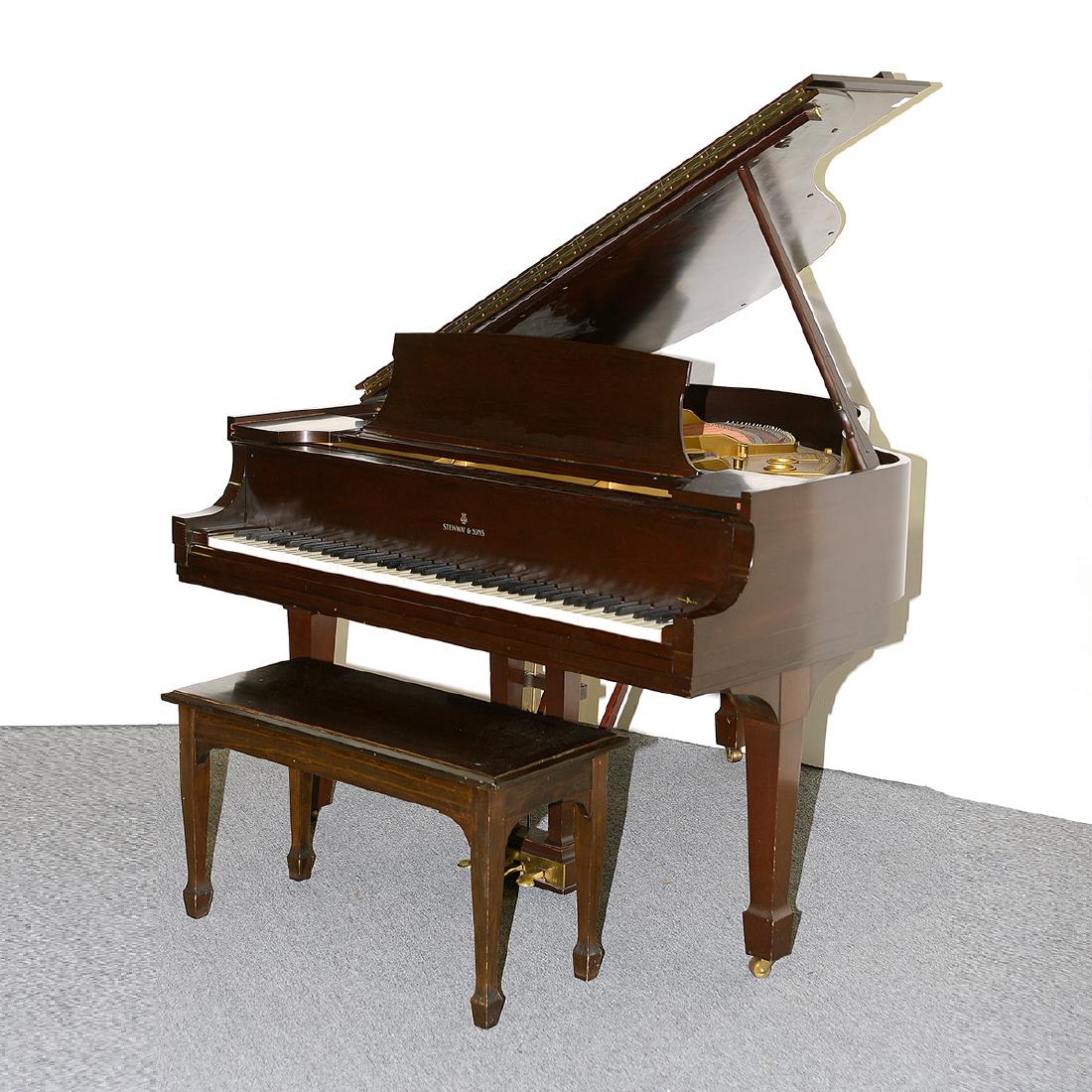 Steinway & Sons Mahogany Baby Grand Piano with Bench (1 of 5)