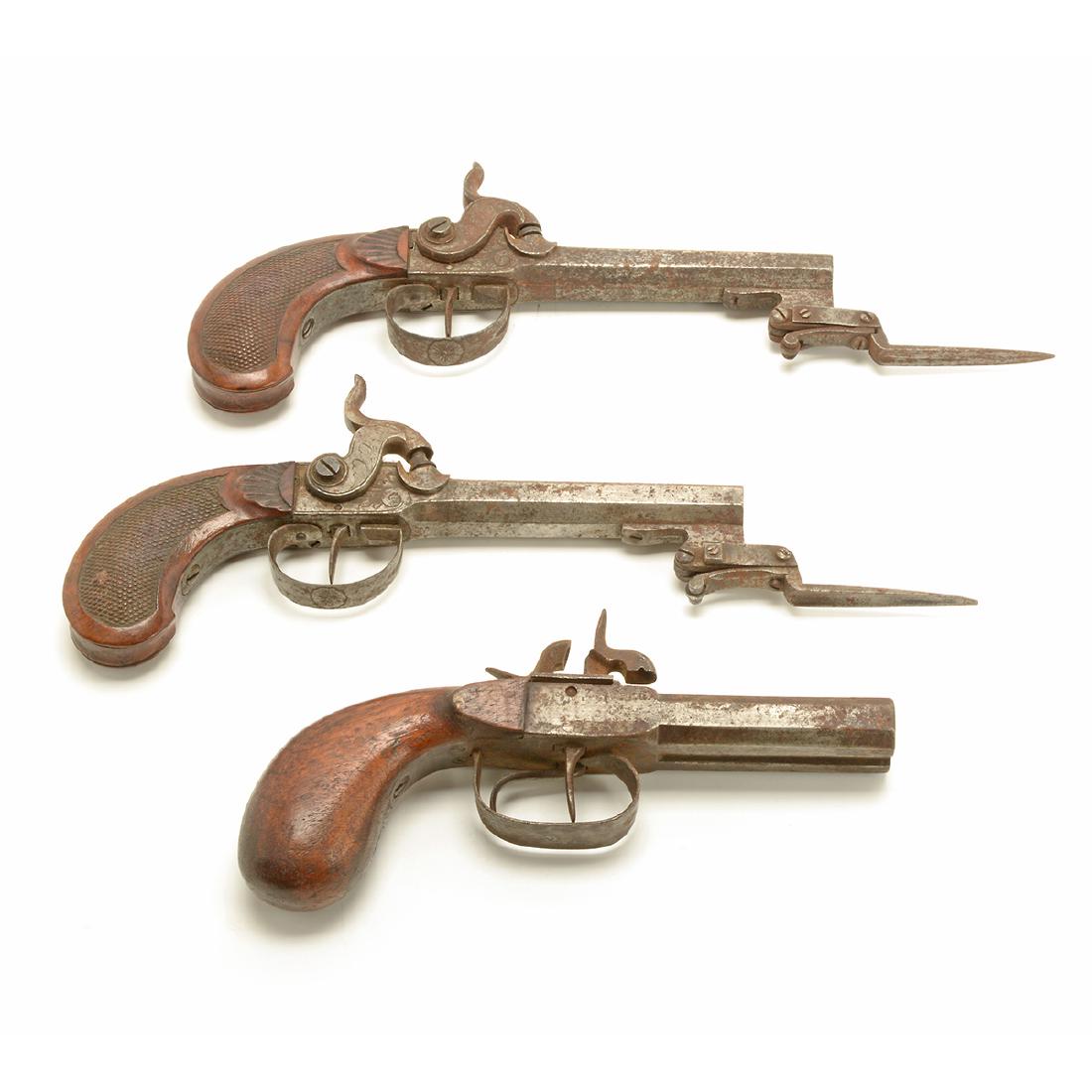 Three Flintlock Pistols, Two with Bayonets, One Double (1 of 10)